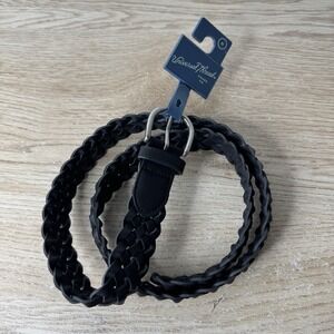 Universal Threads Black Woven Faux Leather Belt Womens Size Medium Target NWT
